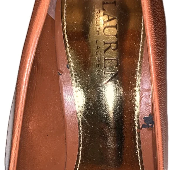 Ralph Lauren Alani Tan Leather Pump Stiletto Heels Pointed Toe - Picture 7 of 16